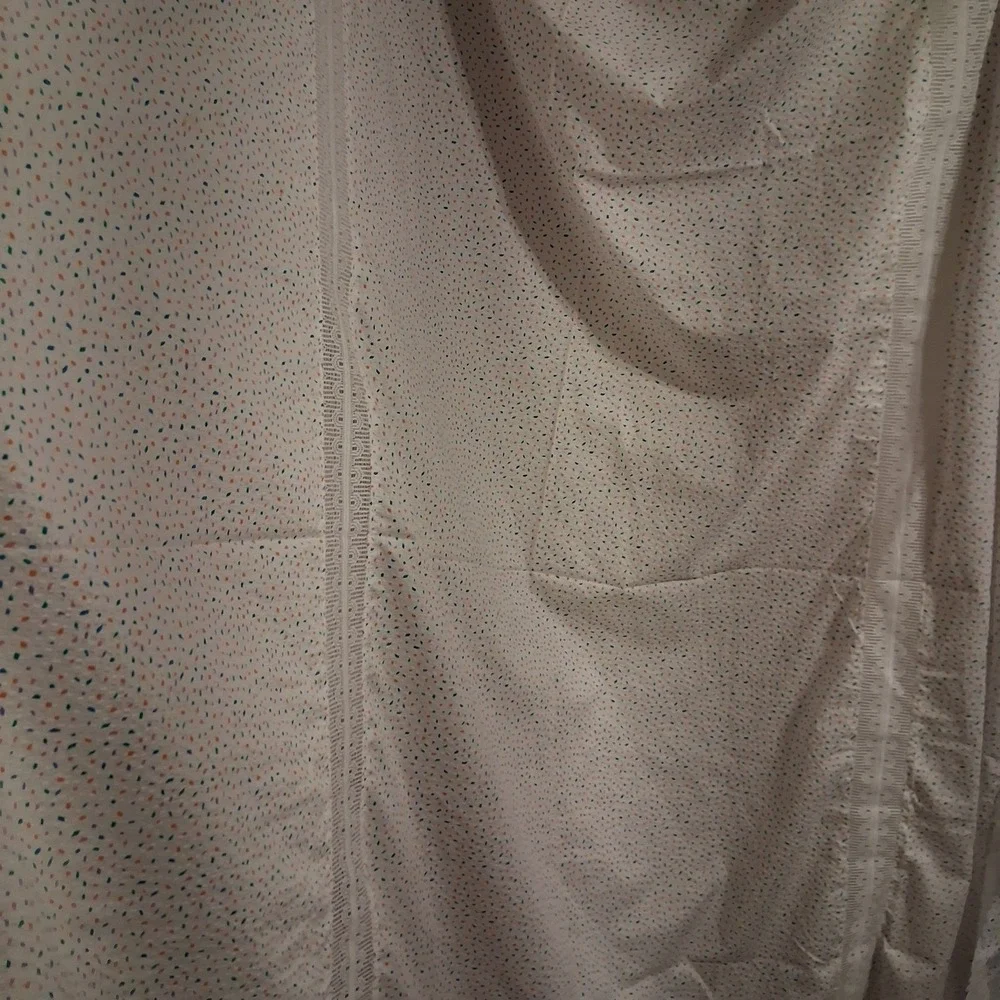 Vintage 90s Crepe Fabric Tablecloth Bright Color Speckled‎ Lace Lg Easter Spring